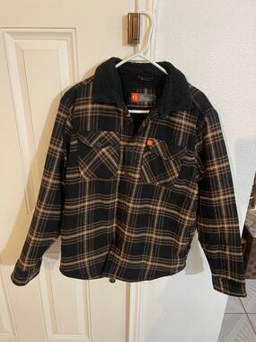 Black and Brown Plaid Sherpa-Lined Jacket